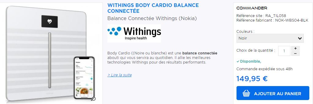 Acheter balance Withings Body cardio